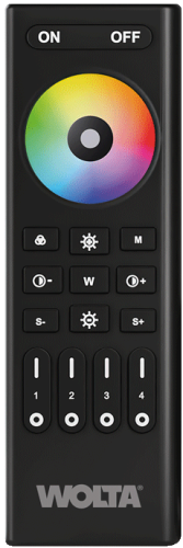 Пульт WOLTA SMART WRC-07/BK для лент RGB, RGBW, RGBW+MIX, 4 зоны IP20 2,4ГГц черный фото Пульт WOLTA SMART WRC-07/BK для лент RGB, RGBW, RGBW+MIX, 4 зоны IP20 2,4ГГц черный картинка